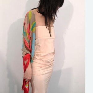 ELISABETTA FRANCHI draped ruched Elegant Cream Strapless Dress mini it 44 medium